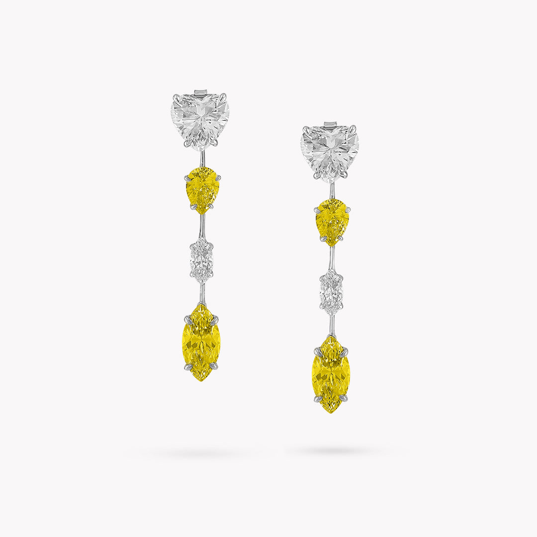 Fancy Shape 4 Stone Drop Earrings