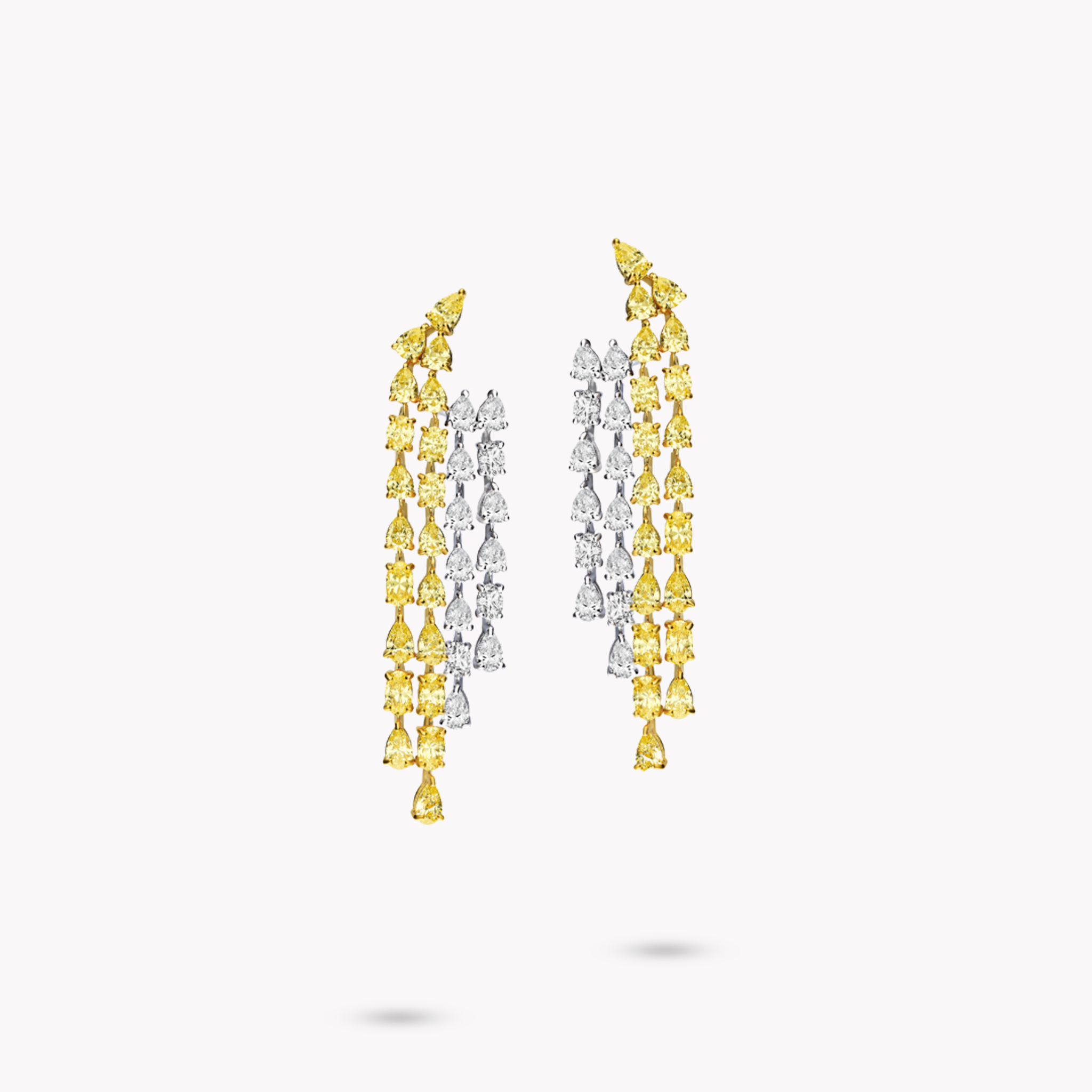 Fancy Shape 4 Row Drop Earrings