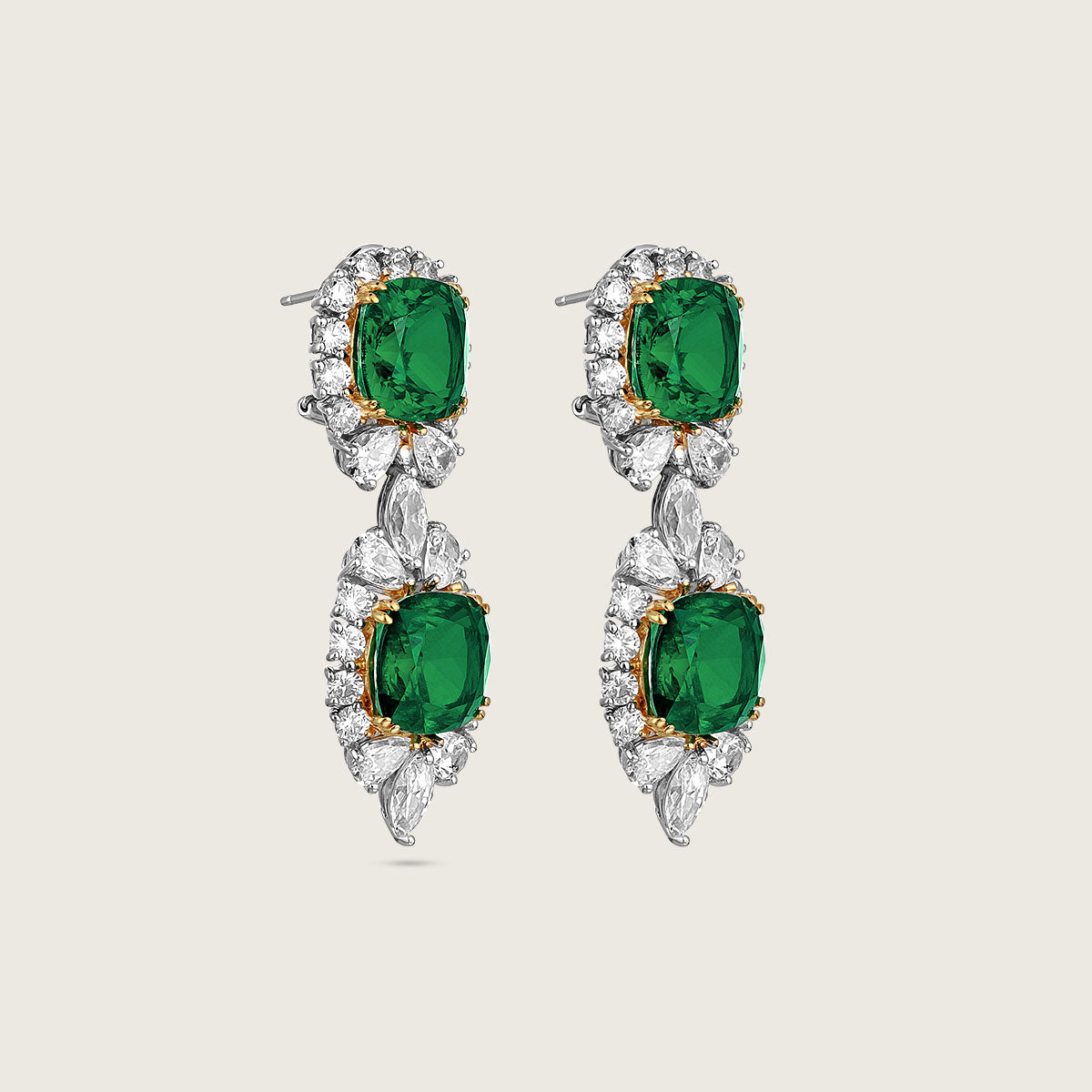 Emerald & Diamond Drop Earrings