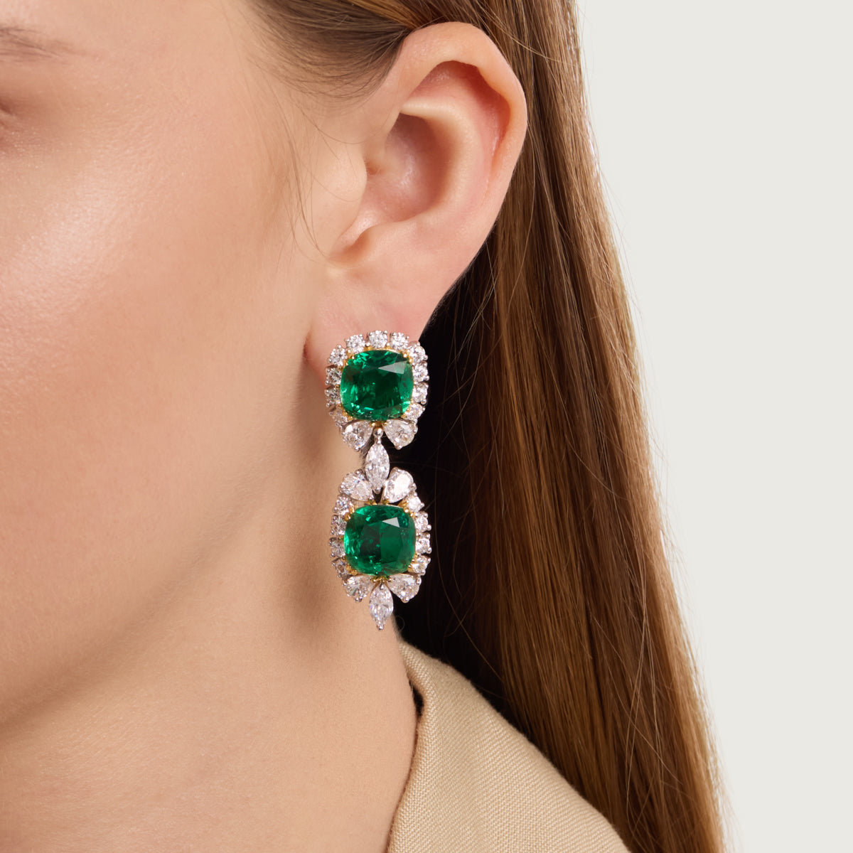 Emerald & Diamond Drop Earrings