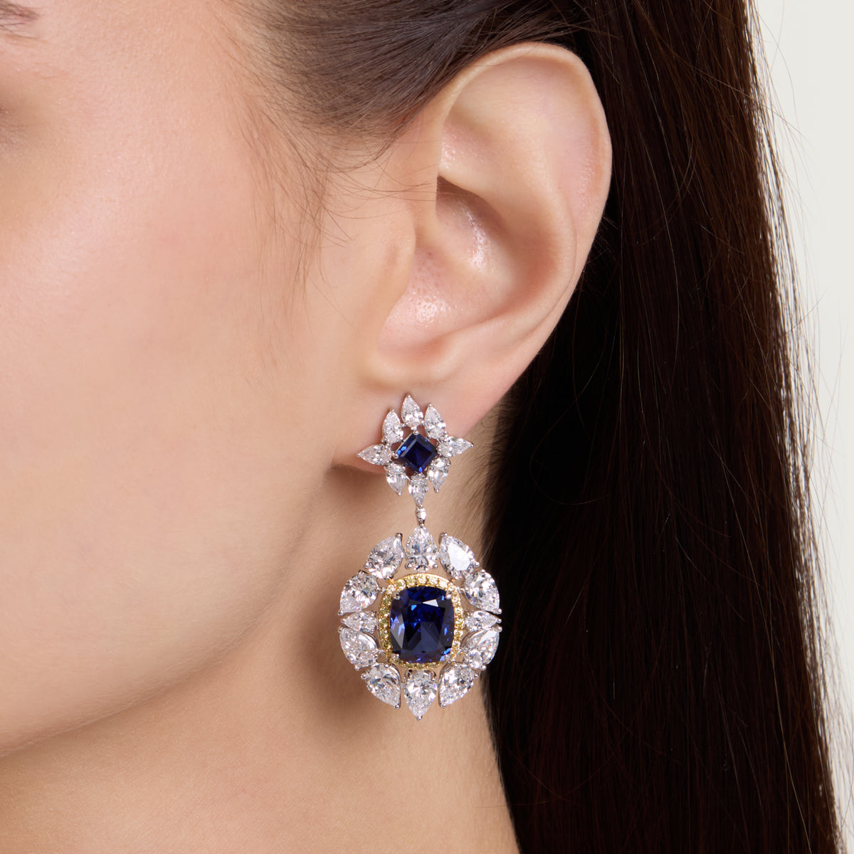 Floral Sapphire Diamond Earrings