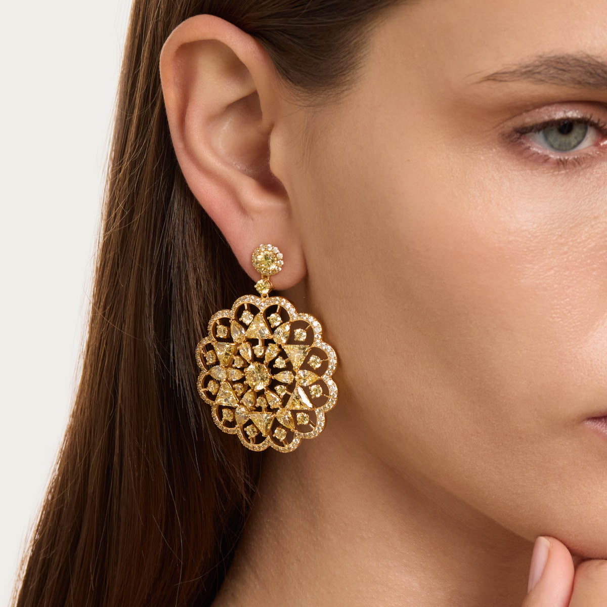 Pear & Round Canary Earrings