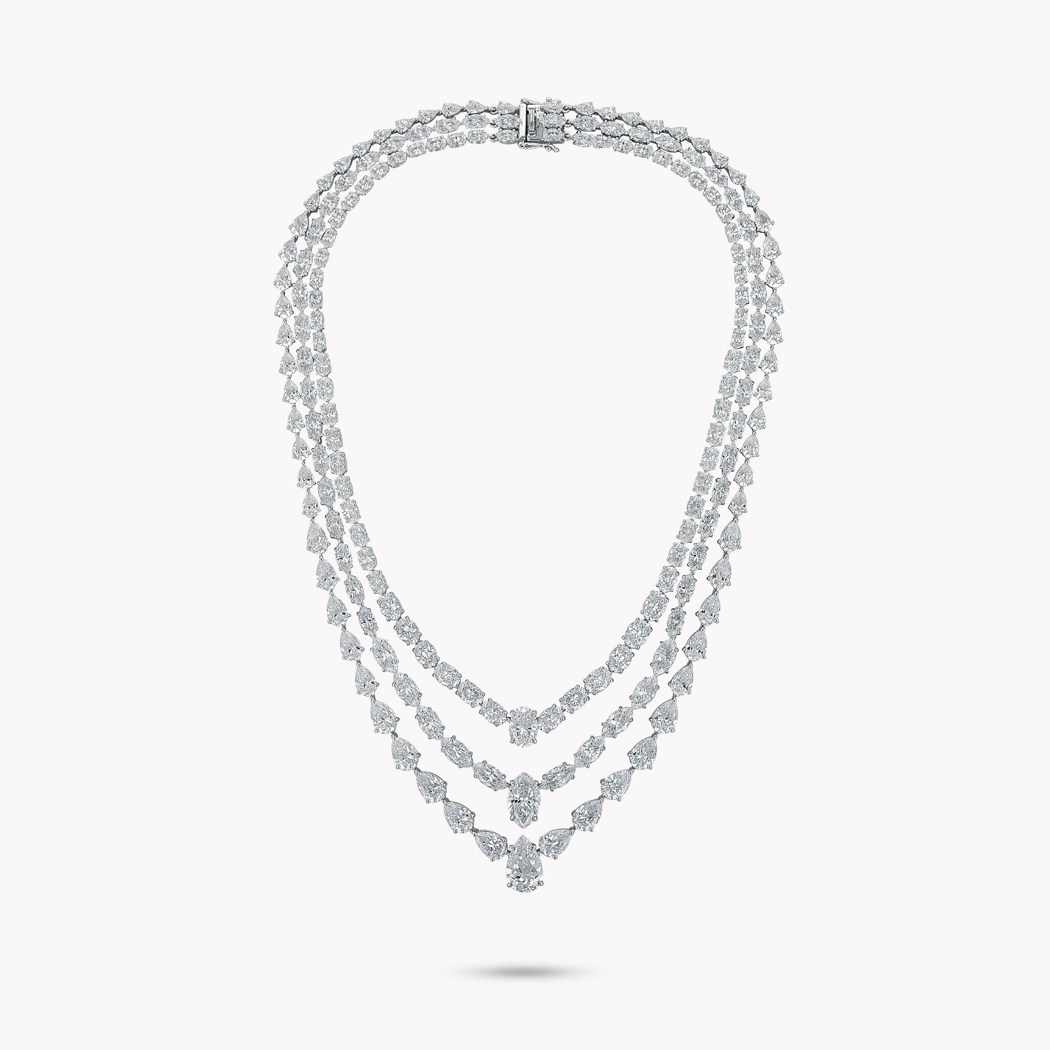 Fancy Shape 3 Row Necklace