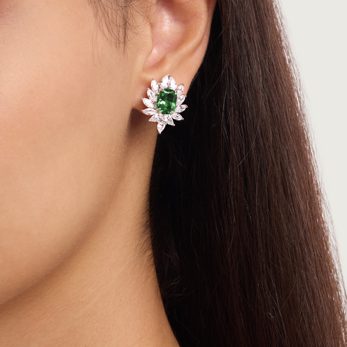 Regal Emerald Petals Earrings