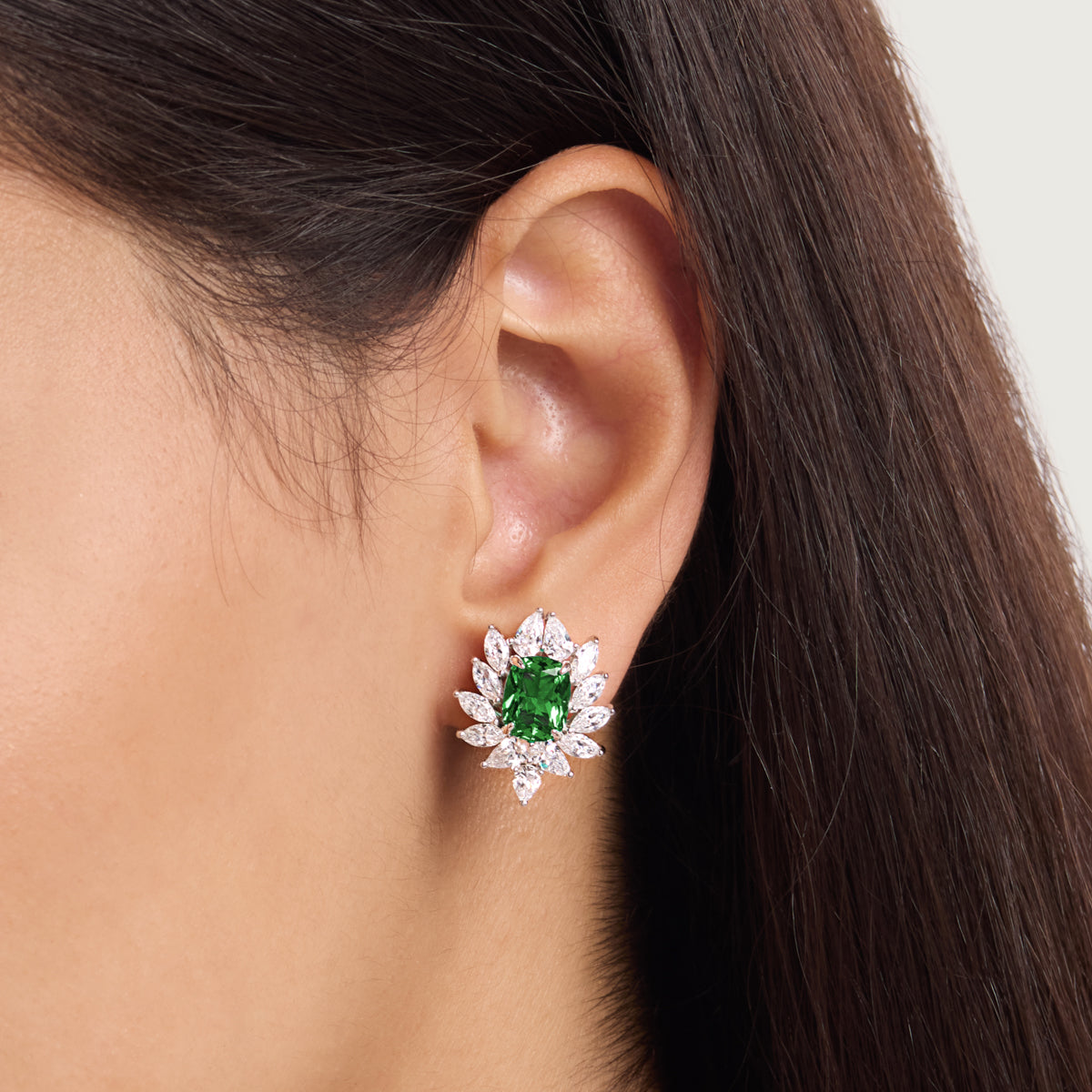 Regal Emerald Petals Earrings