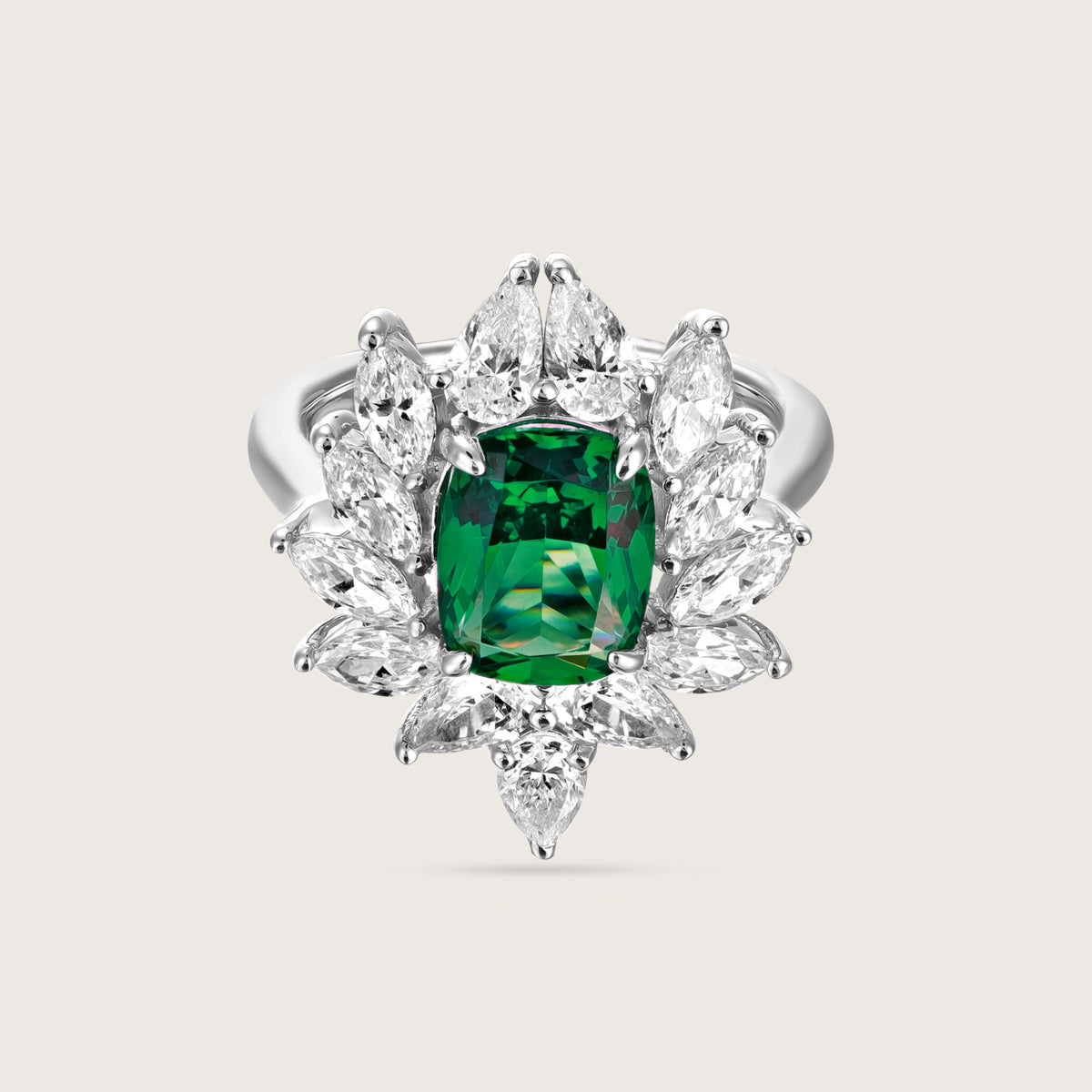 Regal Emerald Petals Ring