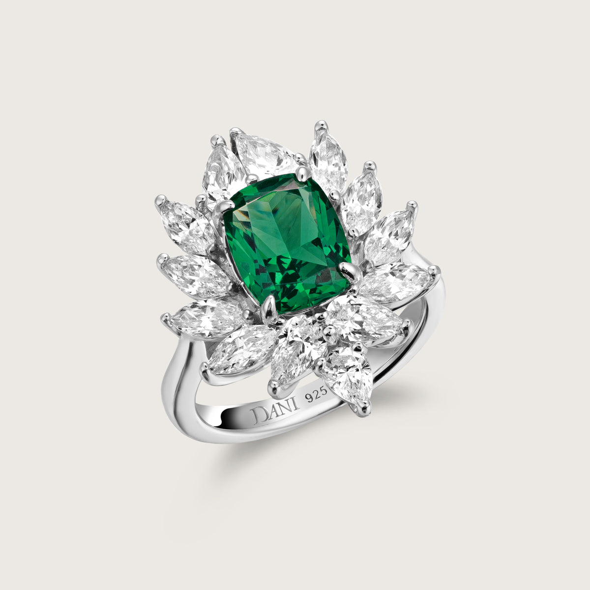 Regal Emerald Petals Ring