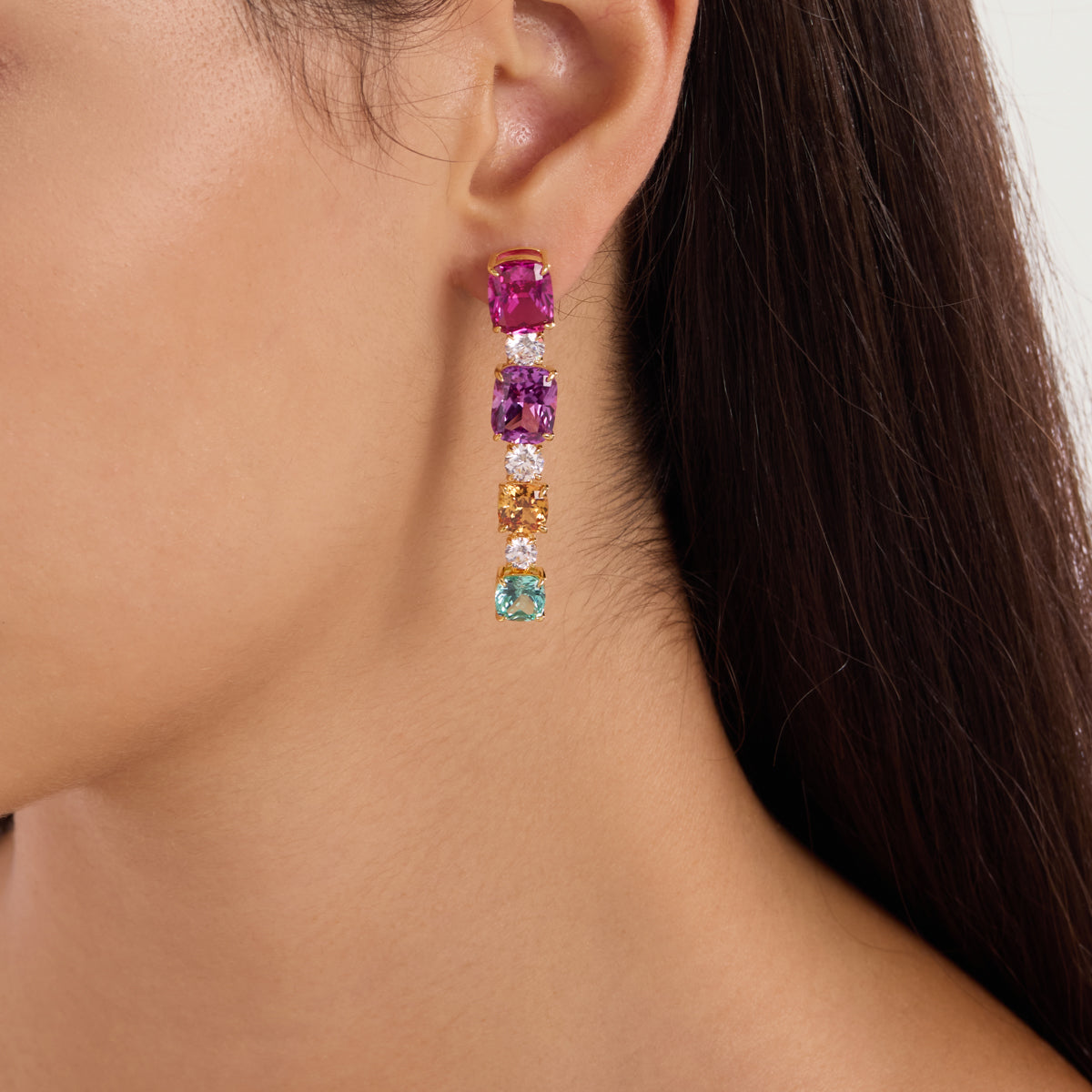 Multicolor Gemstone Dangle Earrings