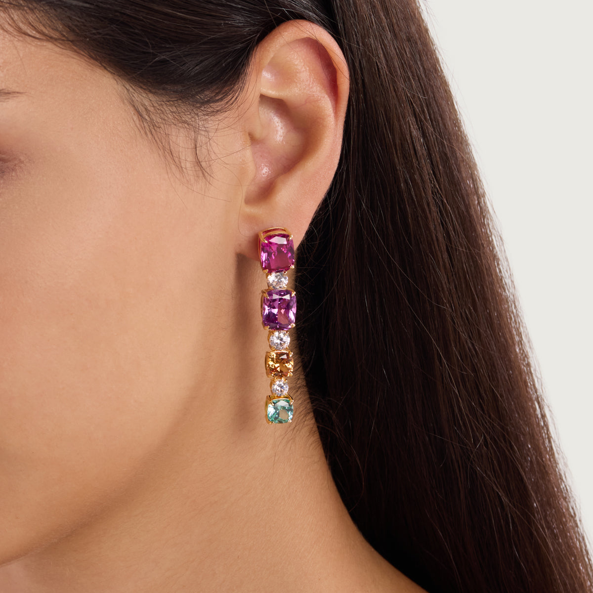 Multicolor Gemstone Dangle Earrings