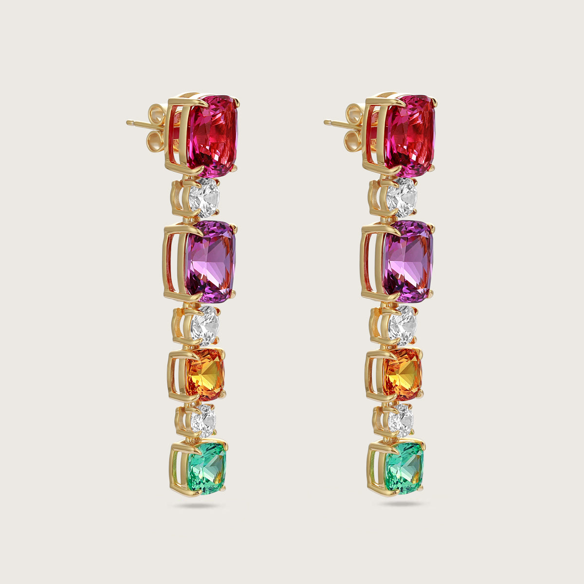 Multicolor Gemstone Dangle Earrings