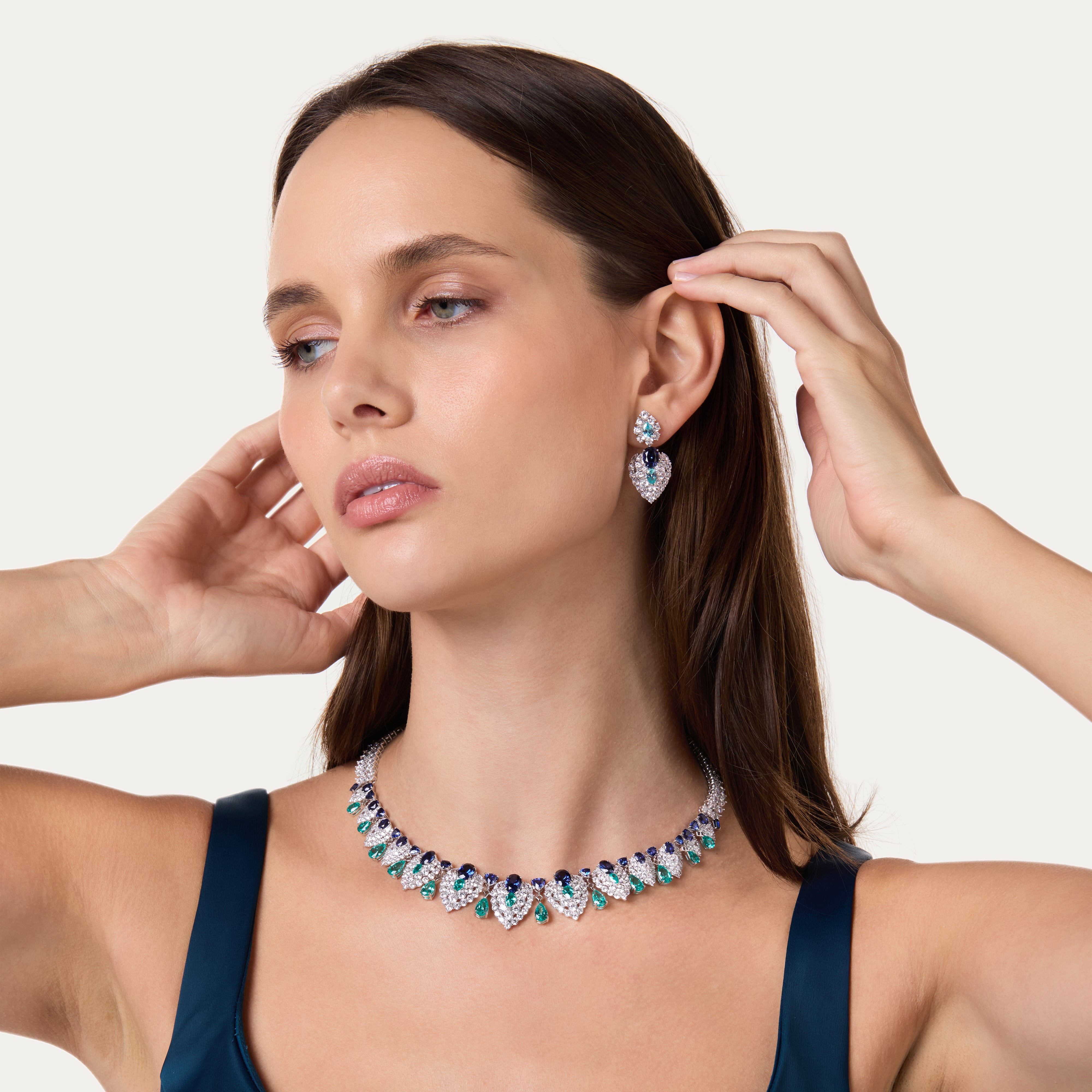 Sapphire & Paraíba Luminous Cascade Necklace