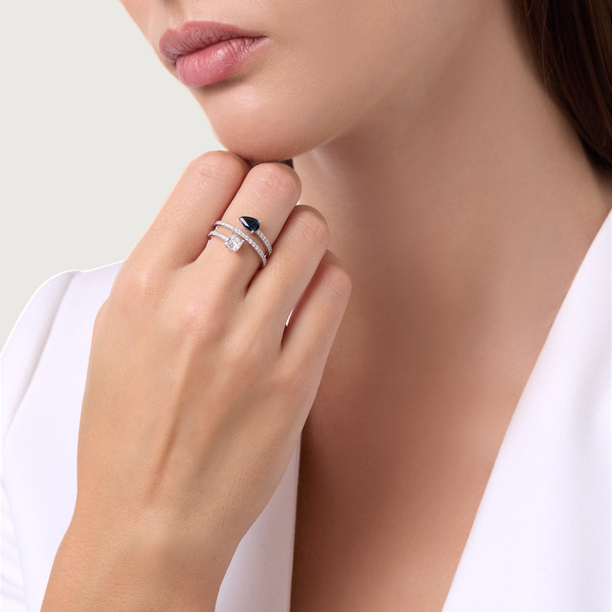 Modern Accent Lab Grown Diamond Ring