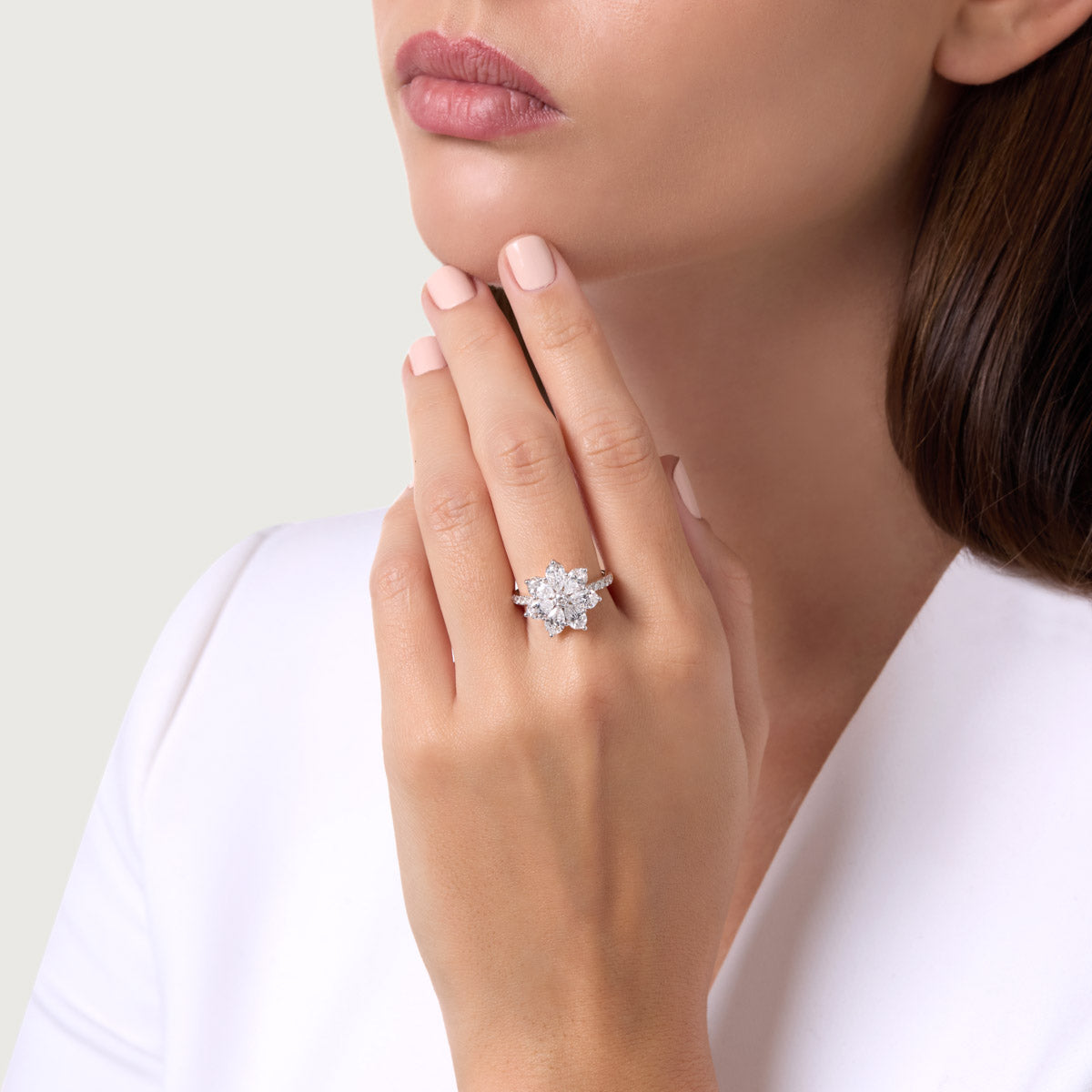 Modern Cascade Lab Grown Diamond Ring