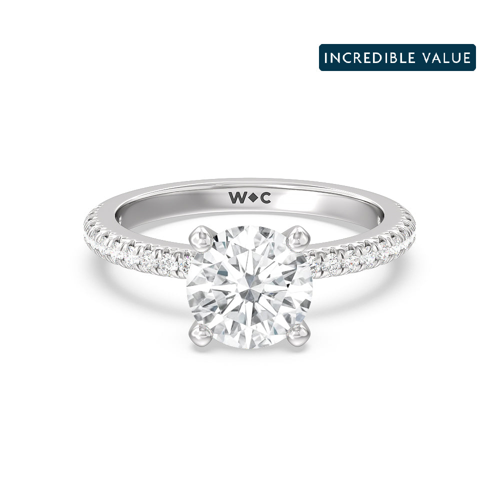 French Cut Pave Lab Diamond Engagement Ring