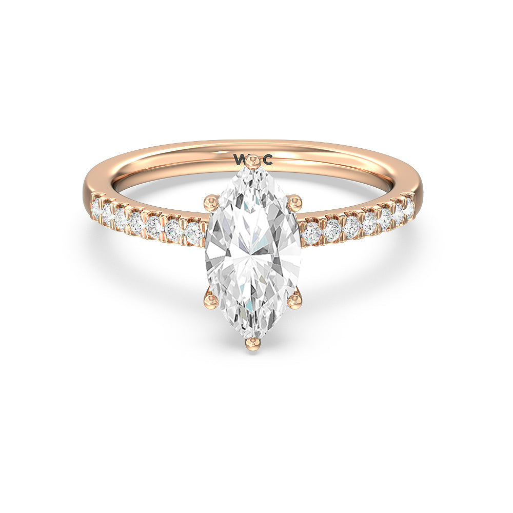 Arc Hidden Halo Engagement Ring - 14KT White Gold Oval