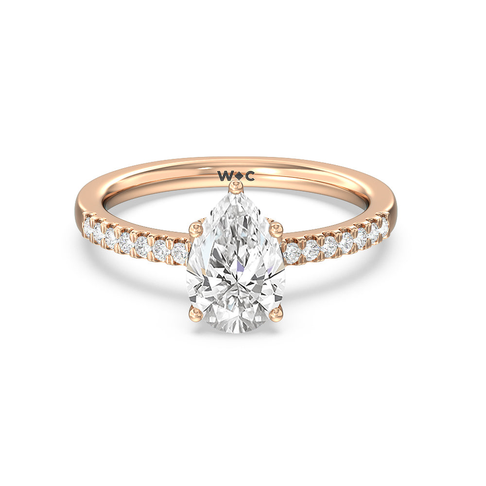 Arc Hidden Halo Engagement Ring - 14KT Yellow Gold Round