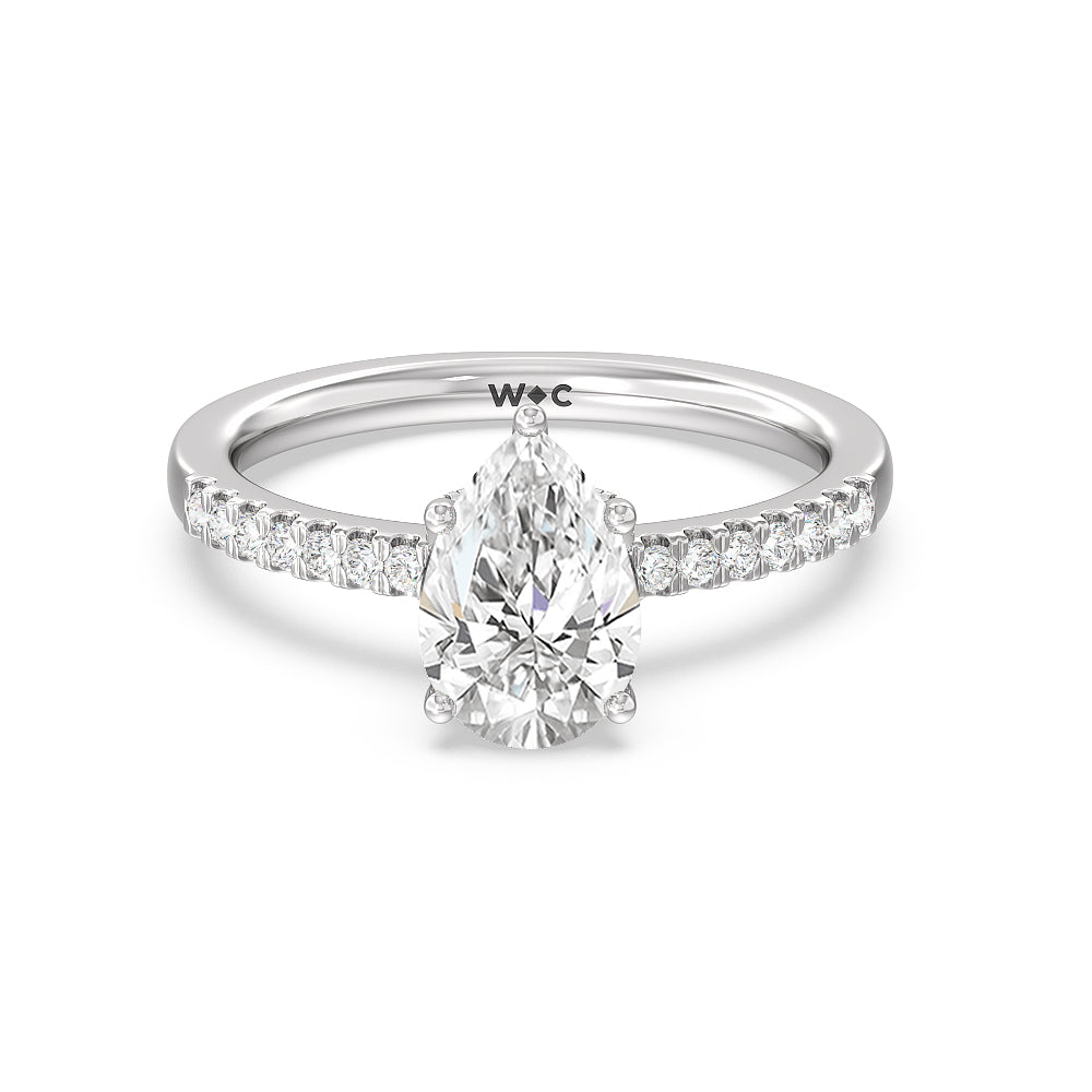 Arc Hidden Halo Engagement Ring - 14KT White Gold Oval