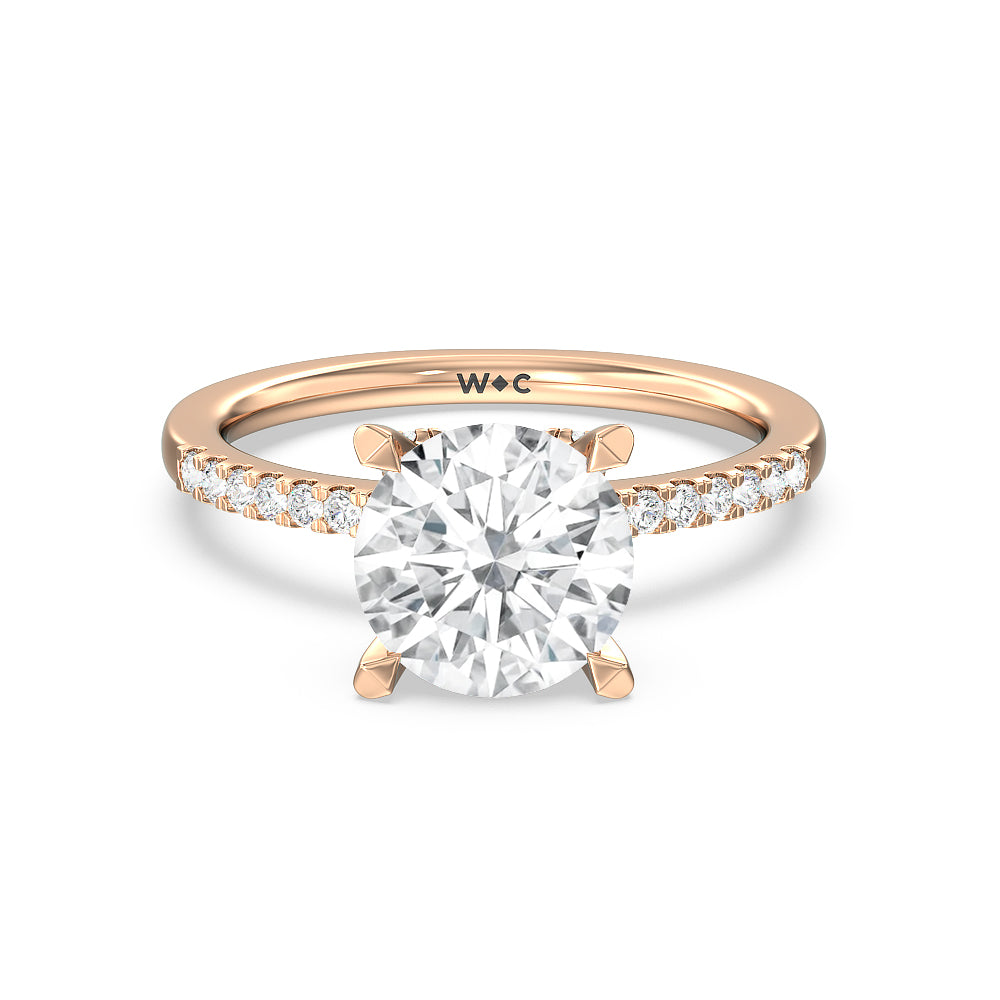 Arc Hidden Halo Engagement Ring - 14KT White Gold Round