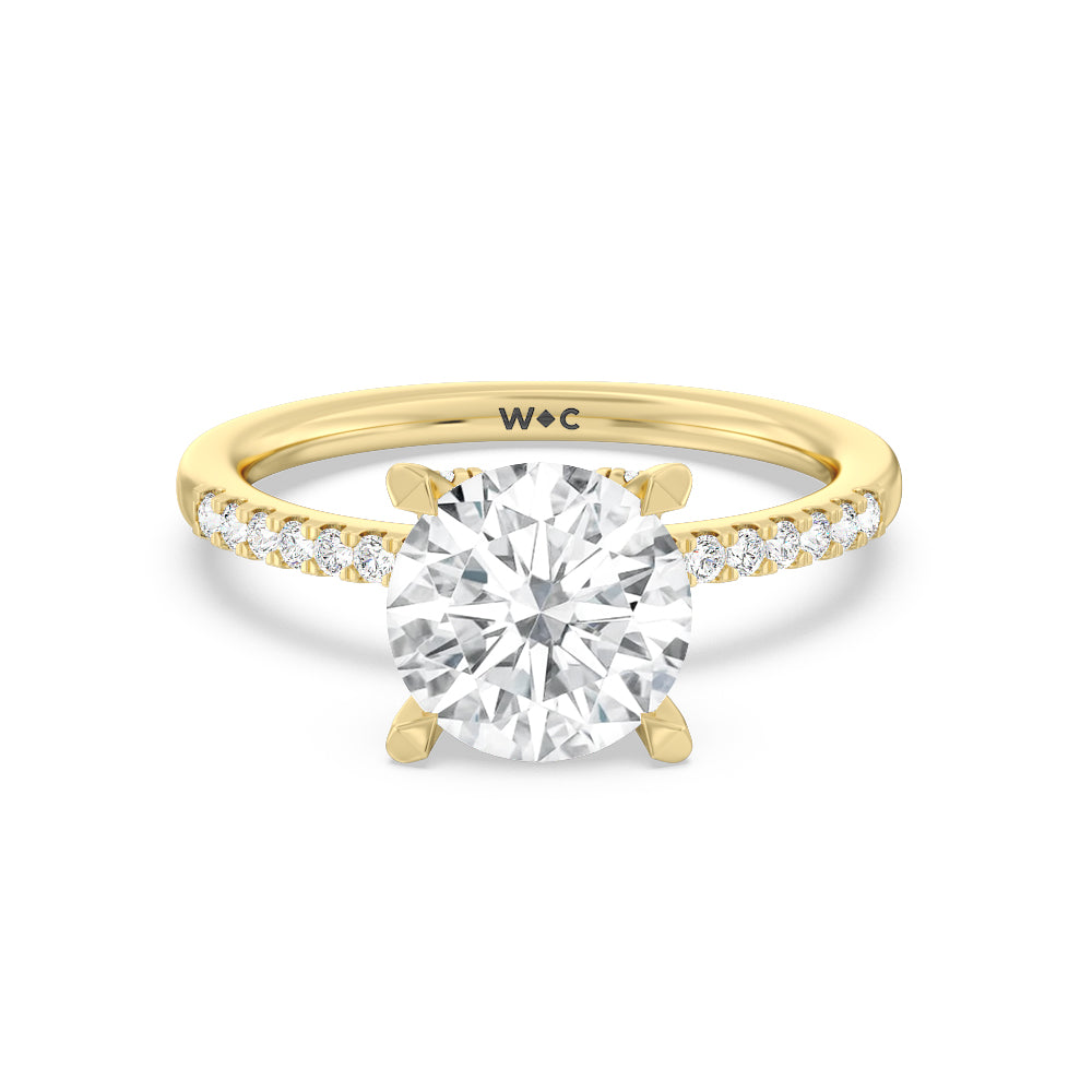 Arc Hidden Halo Engagement Ring - 14KT White Gold Round