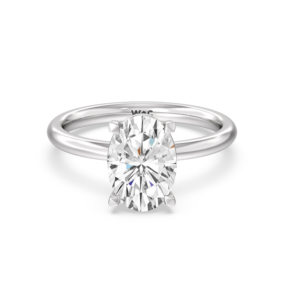 Classic Four Prong Petite Comfort Fit Solitaire Engagement Ring - 14KT White Gold Round