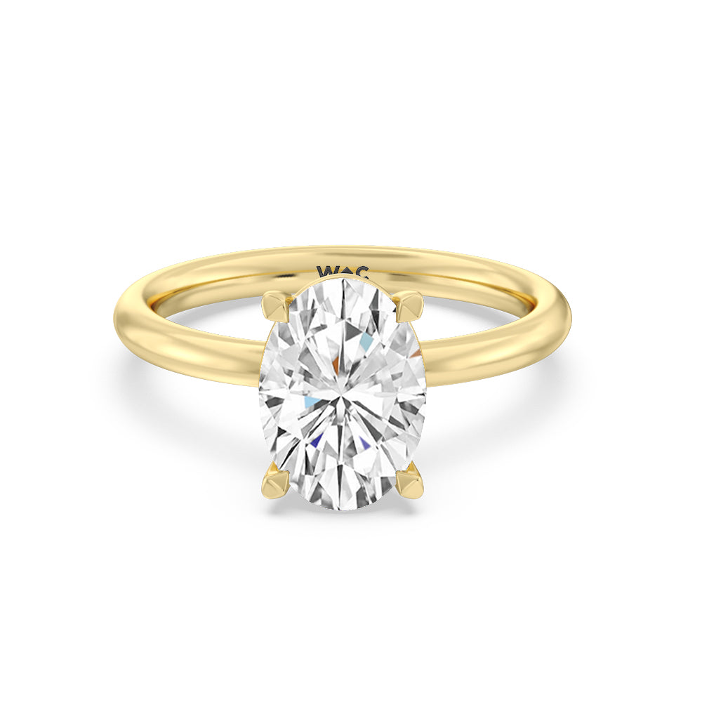 Classic Four Prong Petite Comfort Fit Solitaire Engagement Ring - 14KT White Gold Round