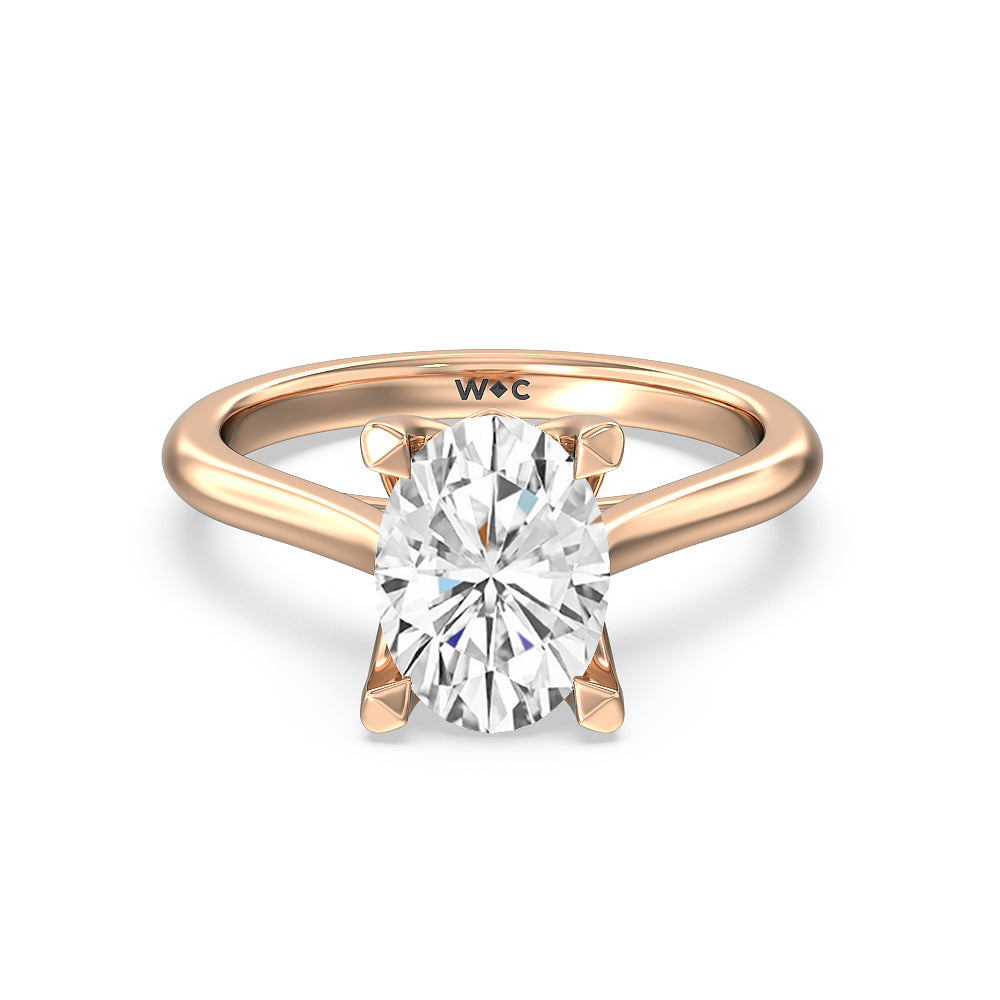 Tulip Basket Cathedral Classic Solitaire Engagement Ring - 14KT White Gold Round