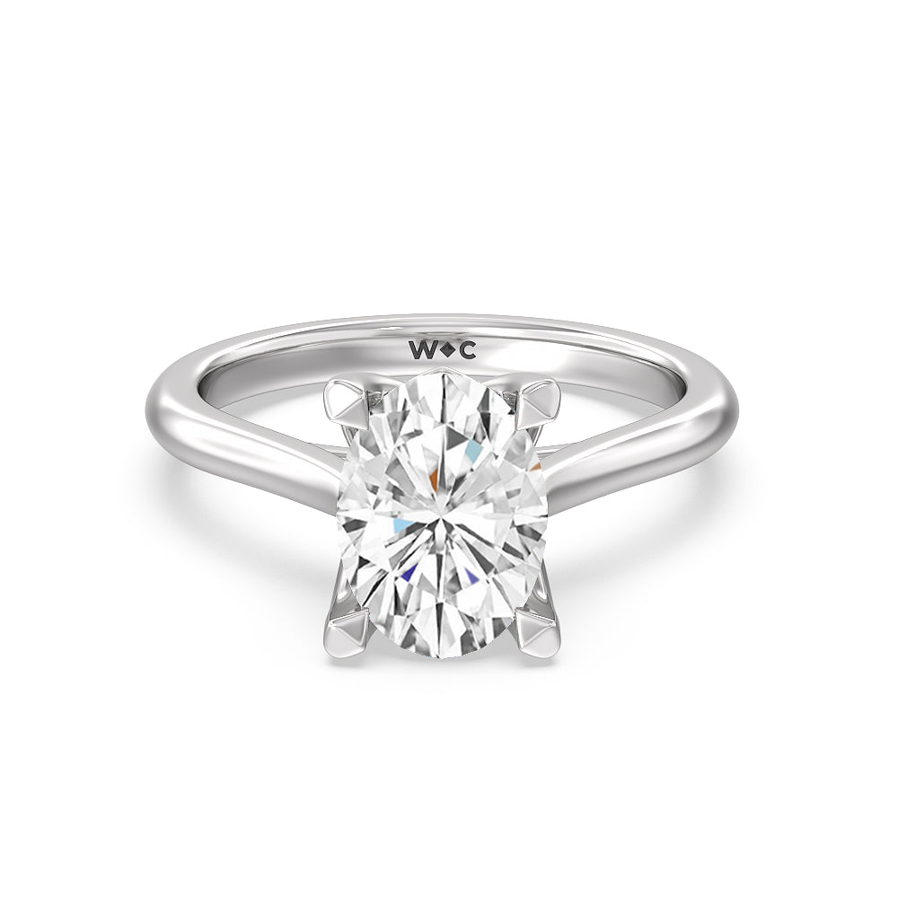 Tulip Basket Cathedral Classic Solitaire Engagement Ring - 14KT White Gold Round