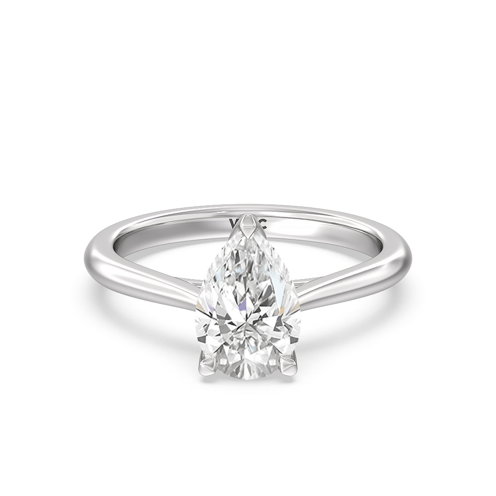Tulip Basket Cathedral Classic Solitaire Engagement Ring - 14KT White Gold Oval