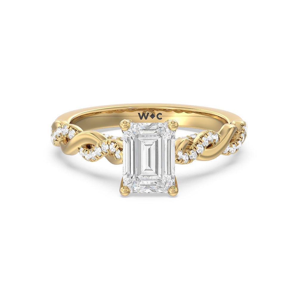 Vintage Glamour Twisted Lab Diamond Engagement Ring - 14KT White Gold Cushion