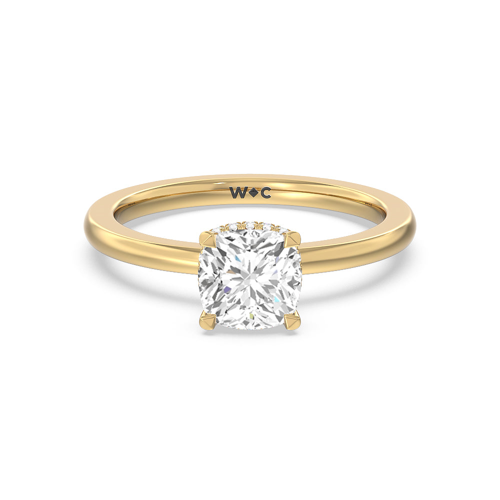 Modern Fine Line High Hidden Halo Solitaire Ring
