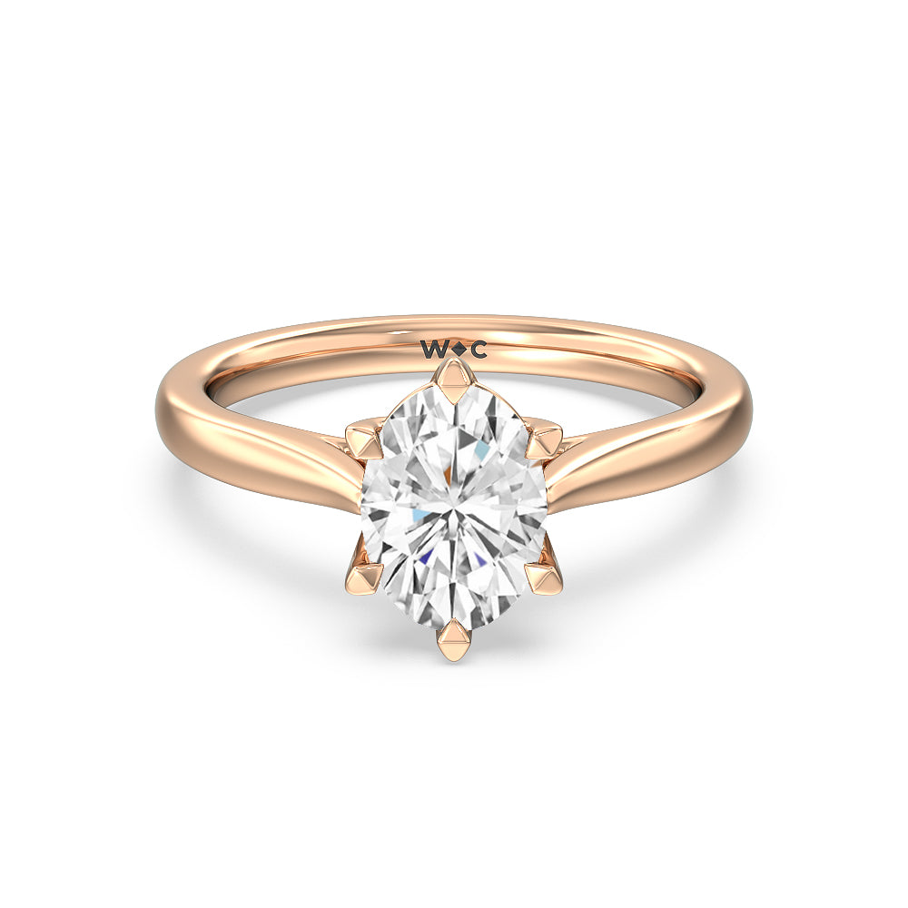 Six Prong Tulip Solitaire Engagement Ring - 14KT White Gold Emerald