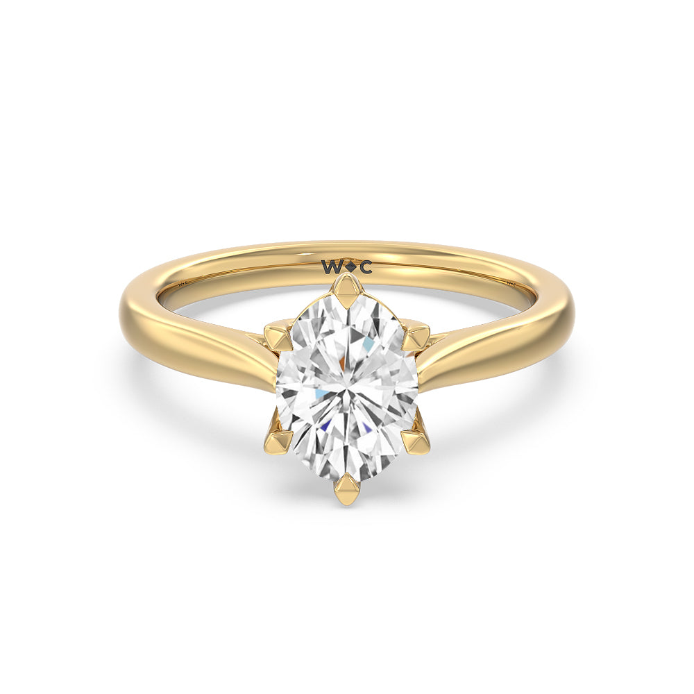 Six Prong Tulip Solitaire Engagement Ring - 14KT White Gold Emerald