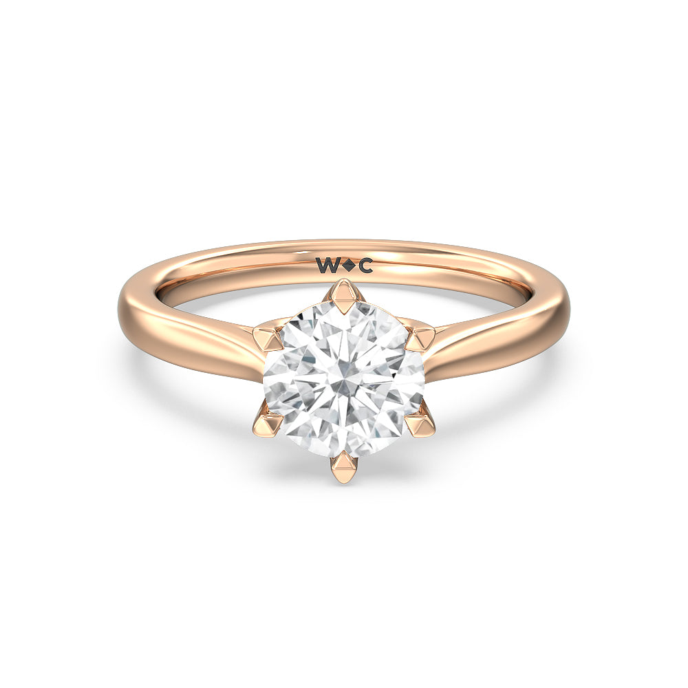 Six Prong Tulip Solitaire Engagement Ring - 14KT White Gold Round