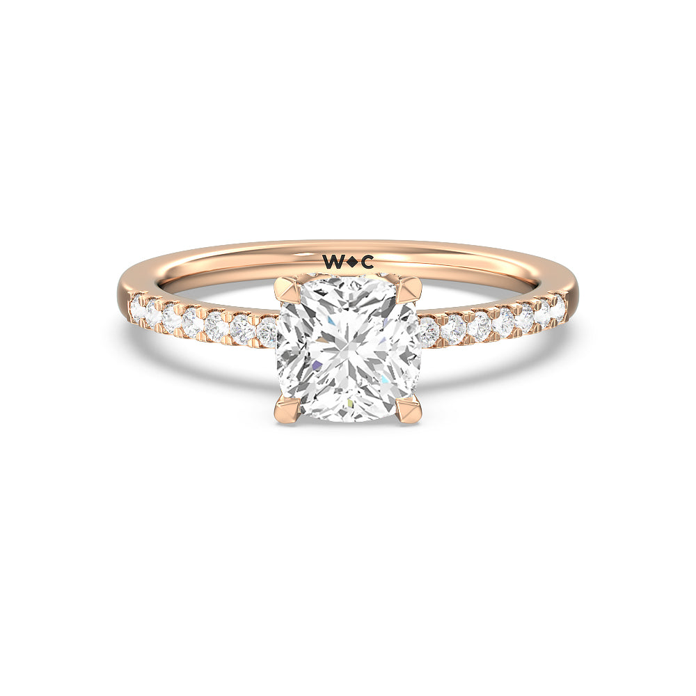 Arc Hidden Halo Engagement Ring - 14KT Yellow Gold Oval