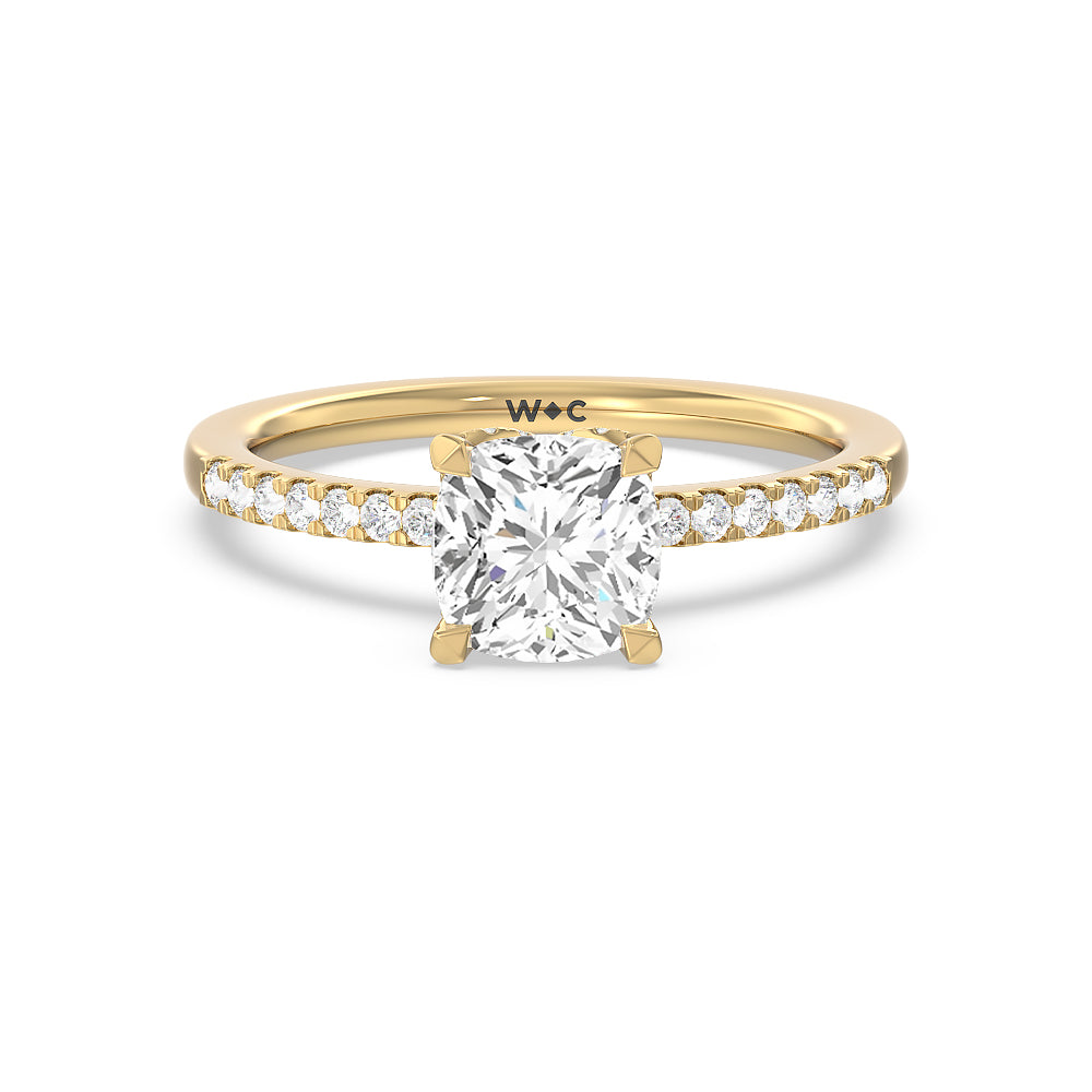 Arc Hidden Halo Engagement Ring - 14KT Yellow Gold Oval