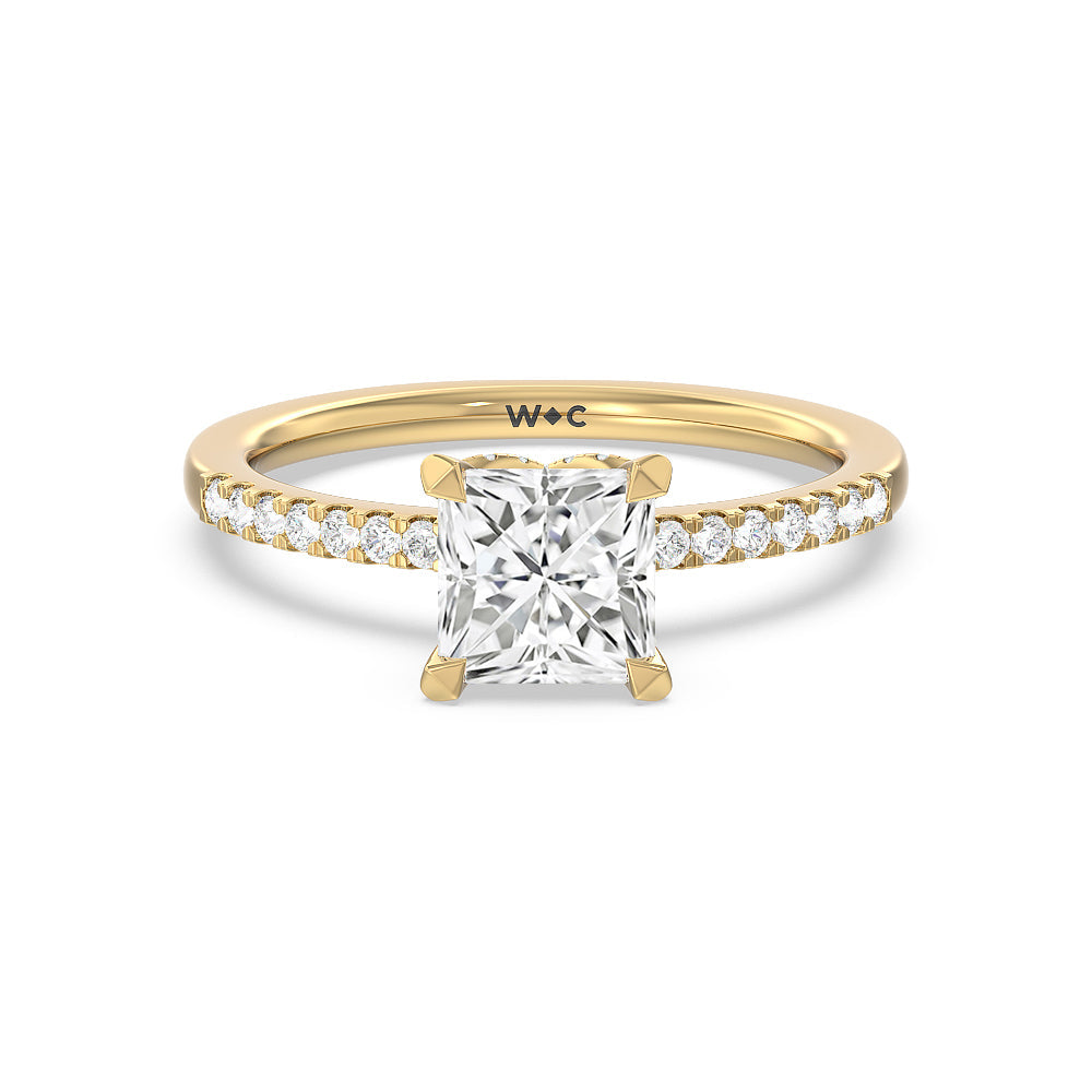 Arc Hidden Halo Engagement Ring - 14KT Yellow Gold Oval