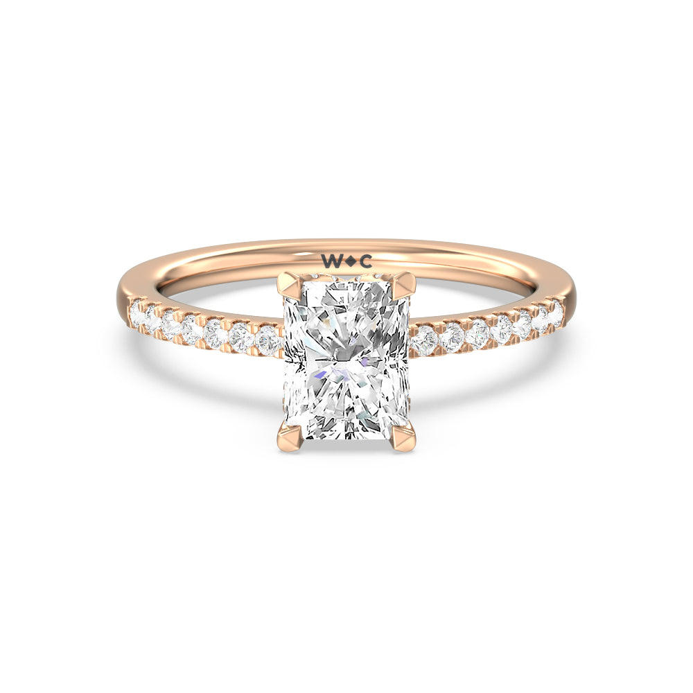 Arc Hidden Halo Engagement Ring - 14KT Yellow Gold Round