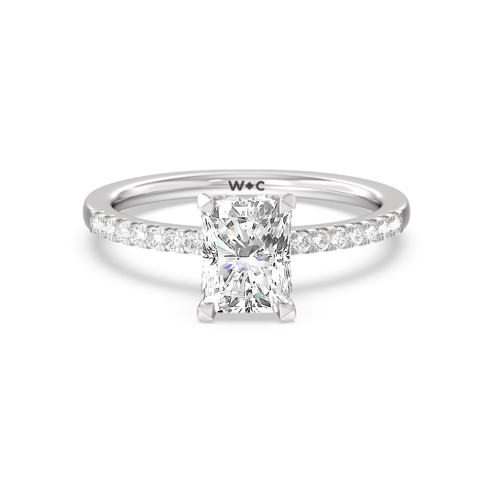 Arc Hidden Halo Engagement Ring - 14KT Yellow Gold Round