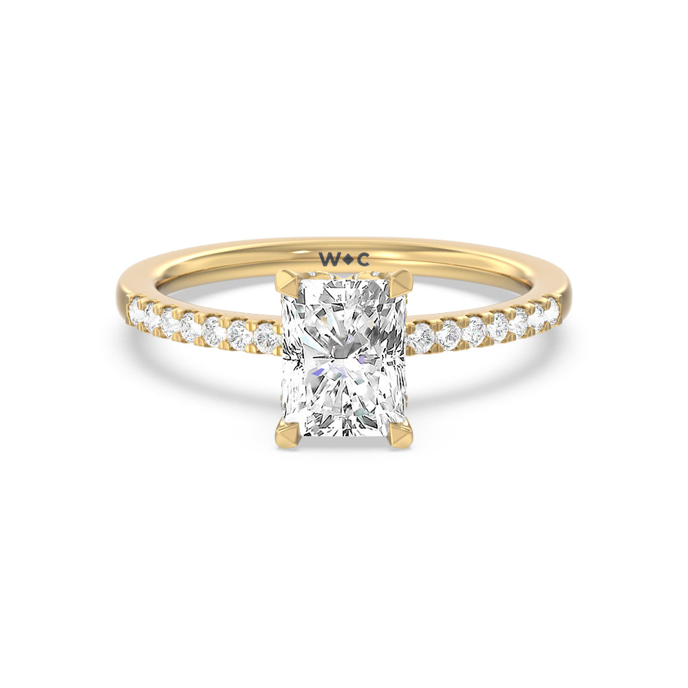 Arc Hidden Halo Engagement Ring - 14KT Yellow Gold Round