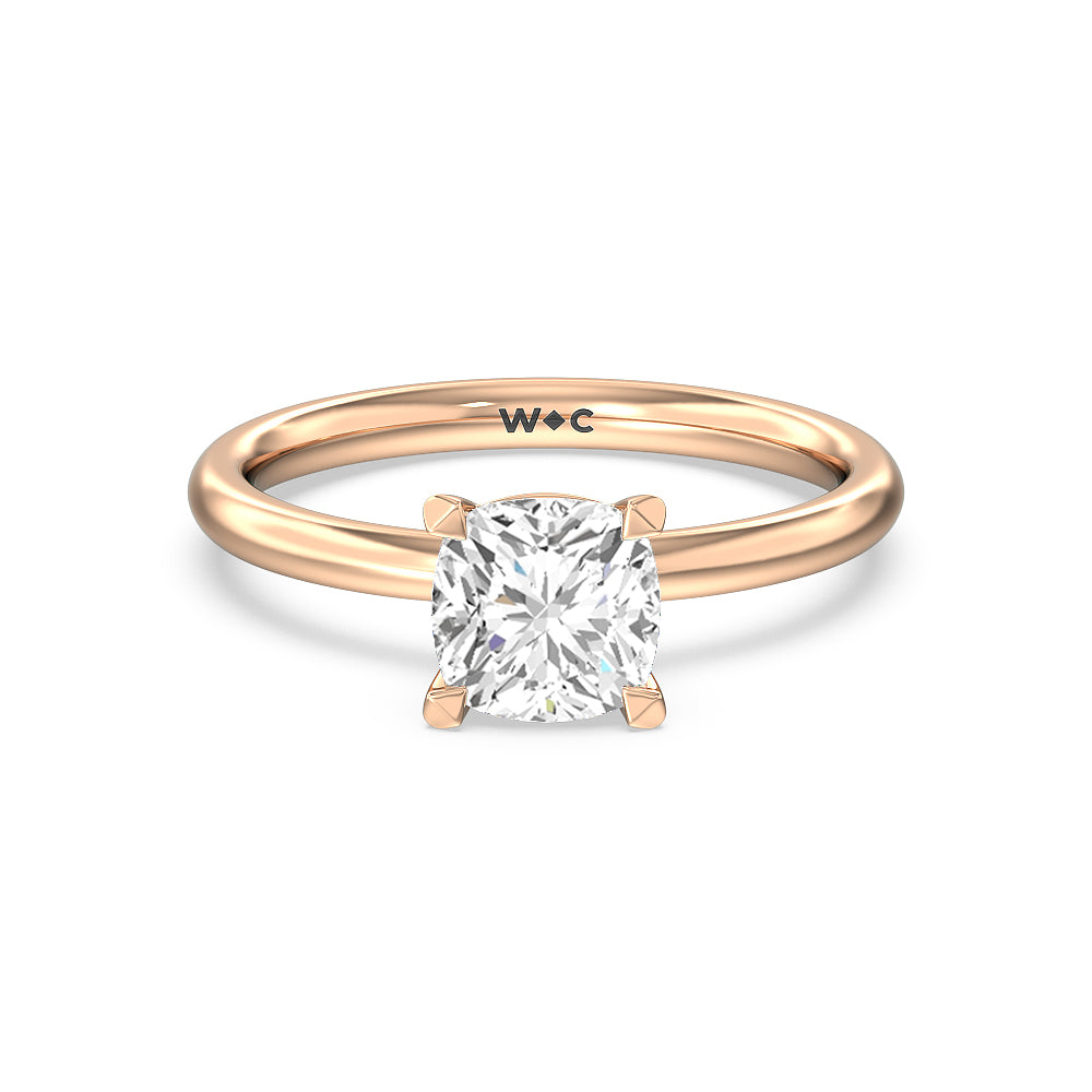 Classic Four Prong Petite Comfort Fit Solitaire Engagement Ring - 14KT White Gold Oval