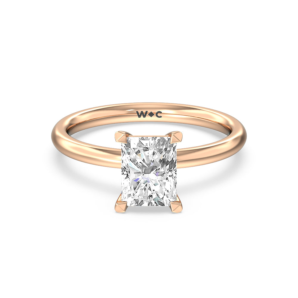 Classic Four Prong Petite Comfort Fit Solitaire Engagement Ring - 14KT White Gold Oval