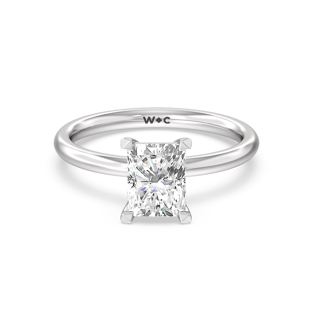 Classic Four Prong Petite Comfort Fit Solitaire Engagement Ring - 14KT White Gold Round