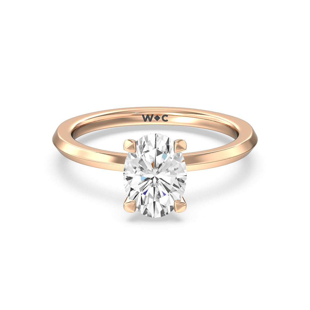 Petite Knife Edge Solitaire Engagement Ring - 14KT White Gold Emerald
