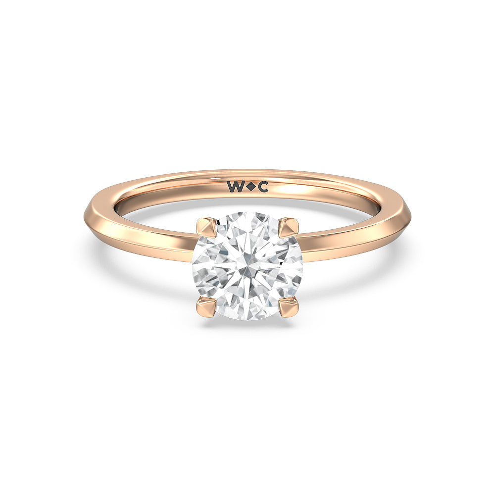 Petite Knife Edge Solitaire Engagement Ring - 14KT White Gold Cushion