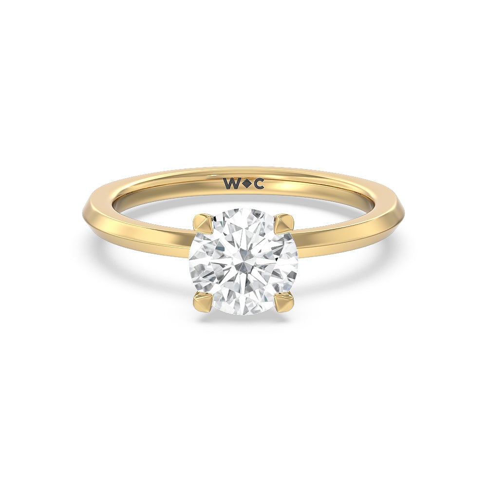 Petite Knife Edge Solitaire Engagement Ring - 14KT White Gold Round