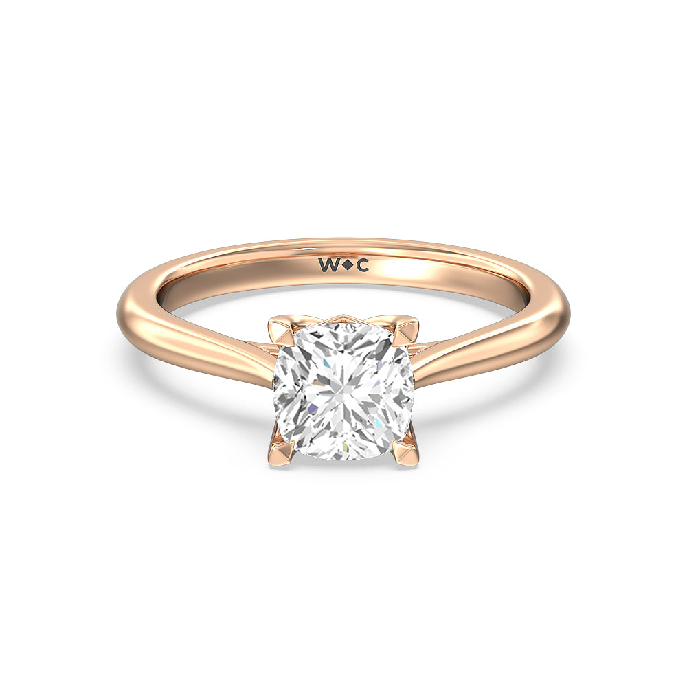 Tulip Basket Cathedral Classic Solitaire Engagement Ring - 14KT White Gold Pear