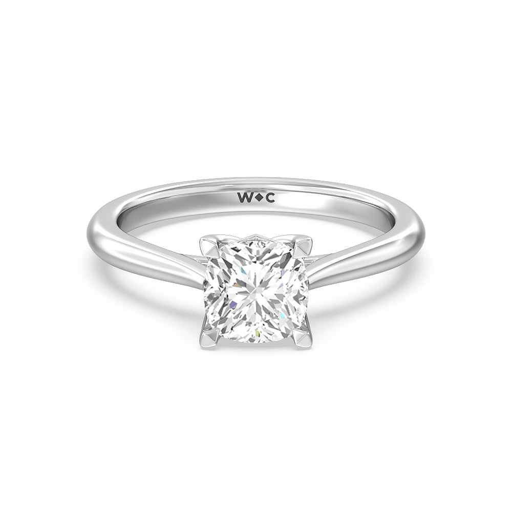 Tulip Basket Cathedral Classic Solitaire Engagement Ring - 14KT White Gold Pear