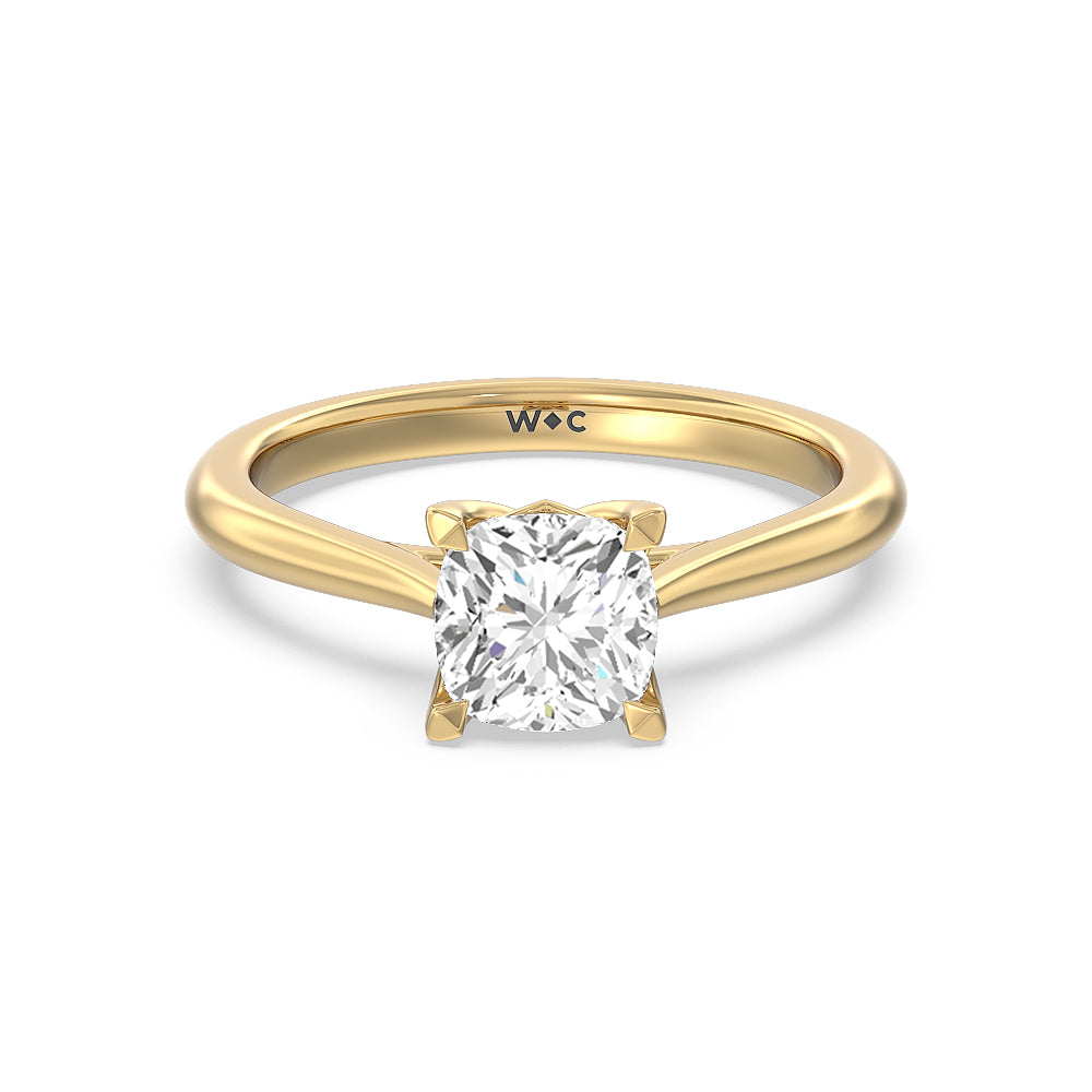 Tulip Basket Cathedral Classic Solitaire Engagement Ring - 14KT White Gold Pear