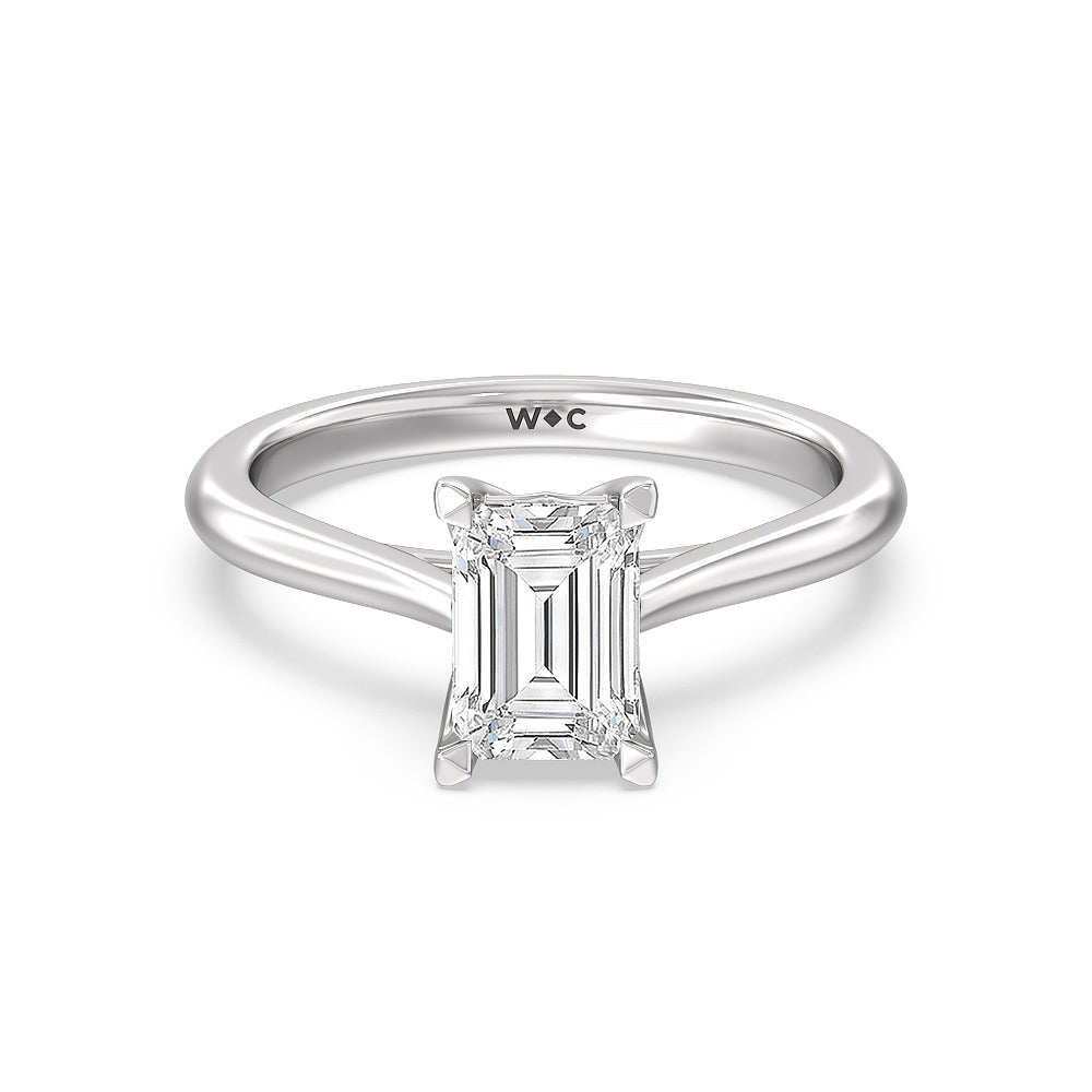 Tulip Basket Cathedral Classic Solitaire Engagement Ring - 14KT White Gold Pear