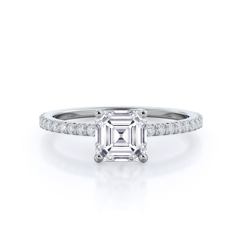 French Cut Pave Lab Diamond Engagement Ring - 14KT Yellow Gold Oval